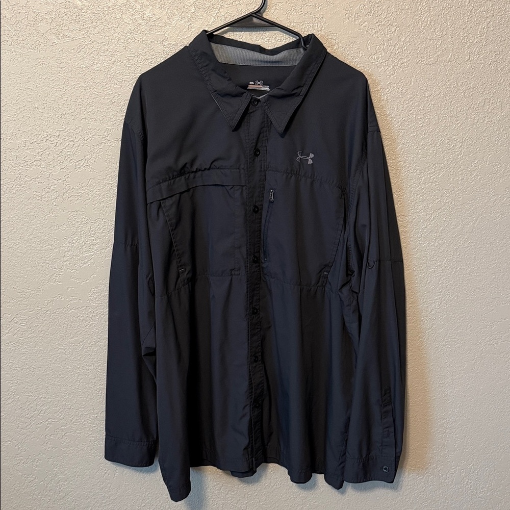 Under Armour Men's Black Fish Hunter Solid Long-Sleeve Shirt Size 3XL
